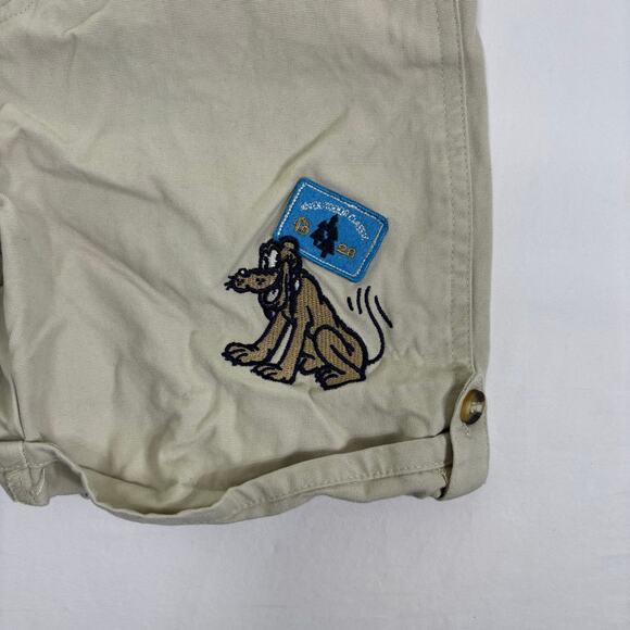 Vintage Disney Mickey Mouse Overalls Embroidered Main Street Disney 5T Tan Khaki - Picture 3 of 10